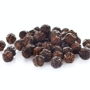 Black pepper on white background